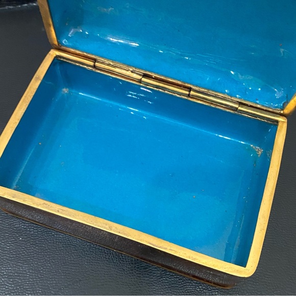 Vintage Chinese Cloisonne Brown Enamel Floral Hinged Trinket Box - Picture 12 of 16